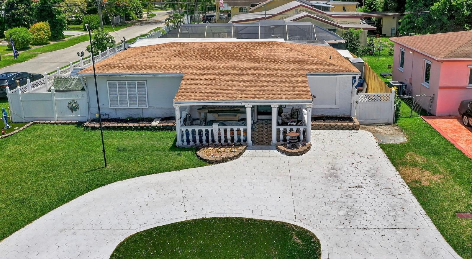 Drone front aerial of corner lot